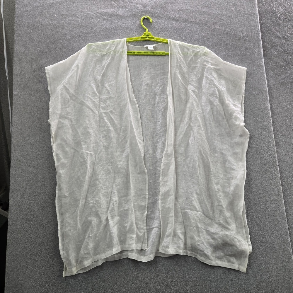 Cynthia Rowley Women Blouse ONE SIZE White Linen Kimono Cardigan Open Front